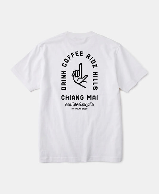 drink coffee ride hills 2.0 tee | white