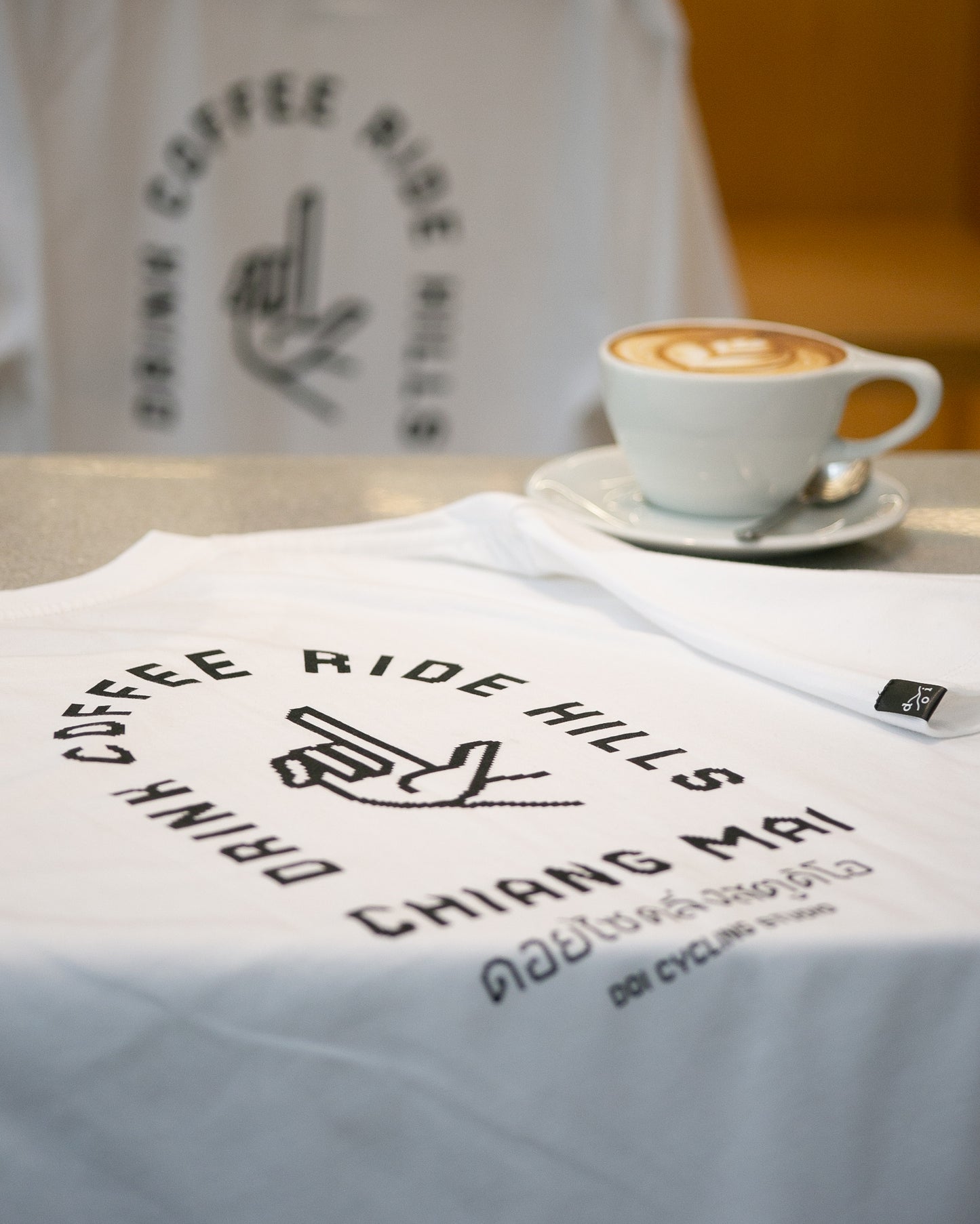 drink coffee ride hills 2.0 tee | white